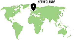 map with pin point on Netherlands