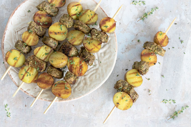 BBQ Potatoes with Mediterranean Herb-Rubbed Steak