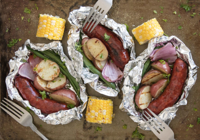 Campfire Potatoes Corn and Chorizo