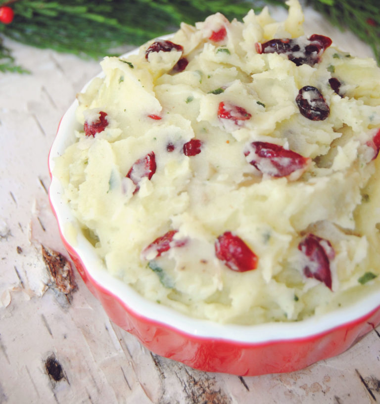 Cranberry Smashed Potatoes with Brown Butter and Crispy Sage