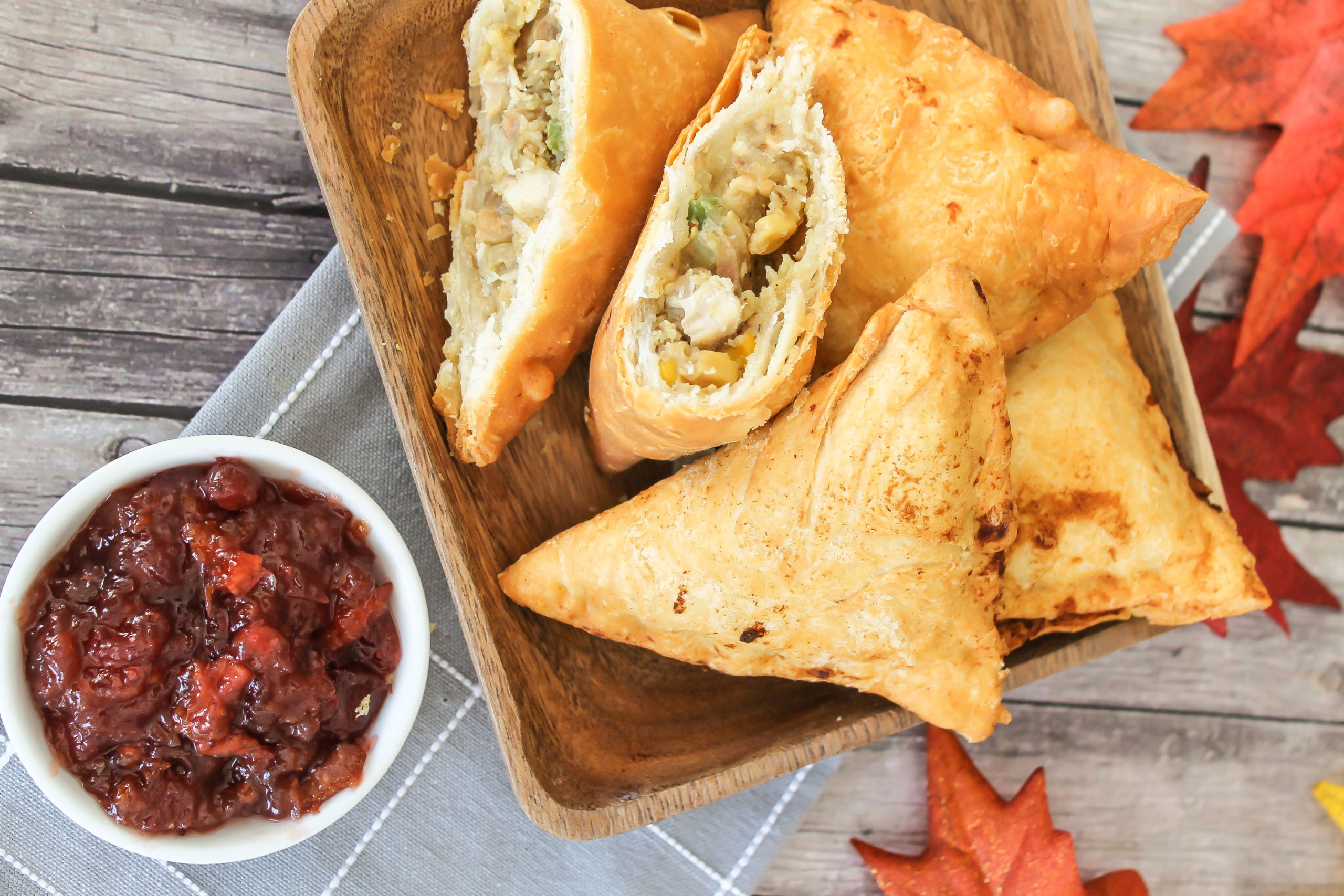 Leftover Thanksgiving Samosas with Orange Cranberry Sauce - EarthFresh Recipe
