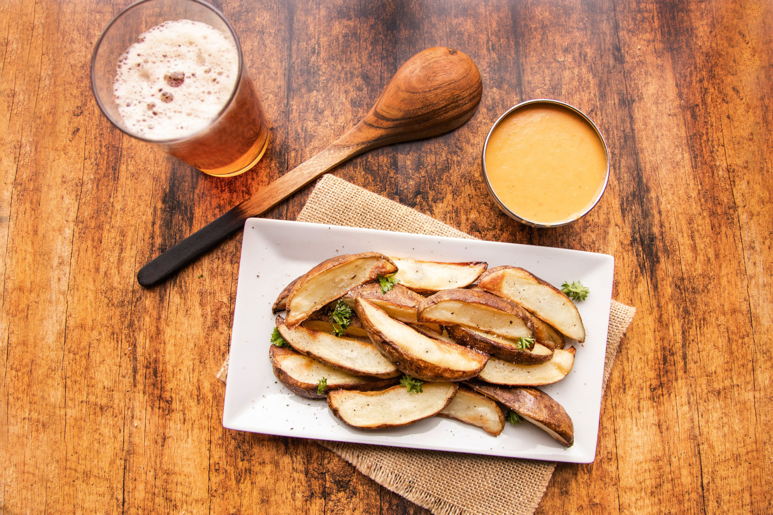 Oven-Roasted Wedges with Beer-Cheese Sauce - EarthFresh Recipe