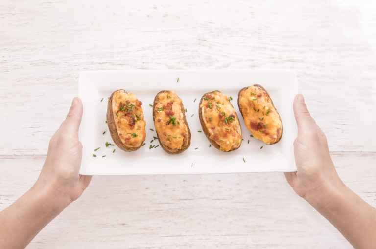 Russet baked Potato skins with cheese