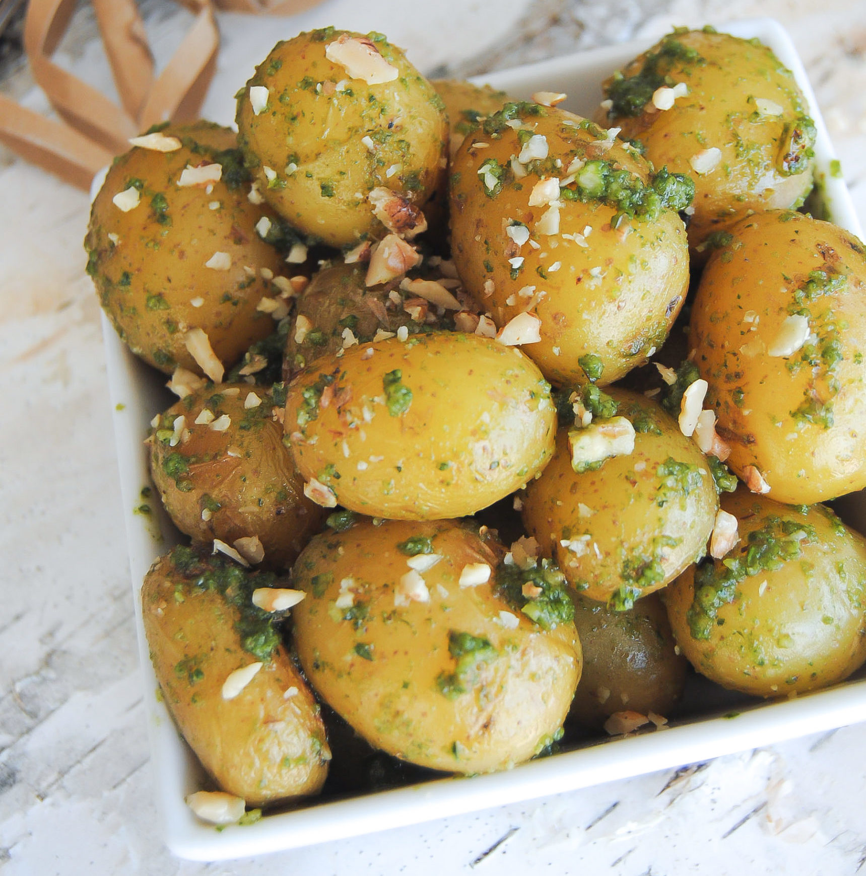 Roasted Potatoes With Pesto and Walnuts