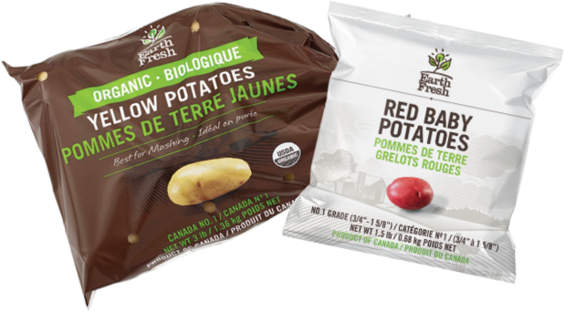 bags of EarthFresh yellow and red baby potatoes