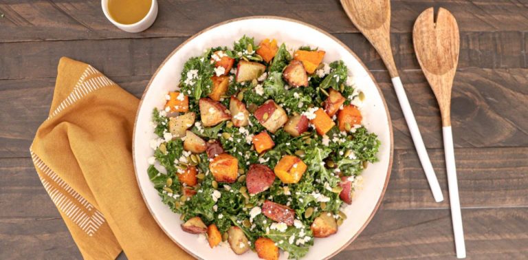 harvest potato salad with crunchy kale