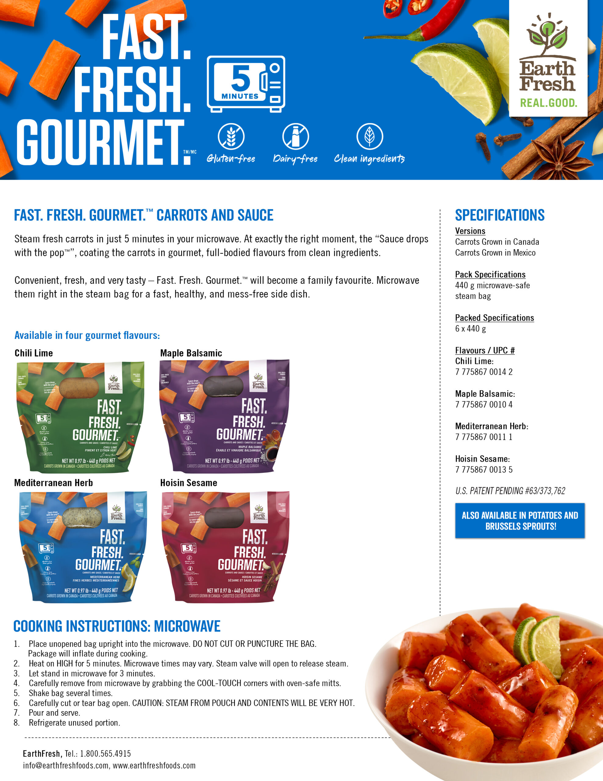 Fast. Fresh. Gourmet. Microwave - Carrots - EarthFresh