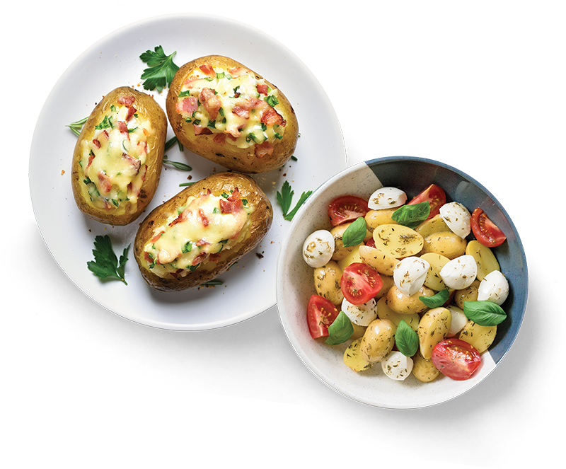 baked potatoes and potato salad