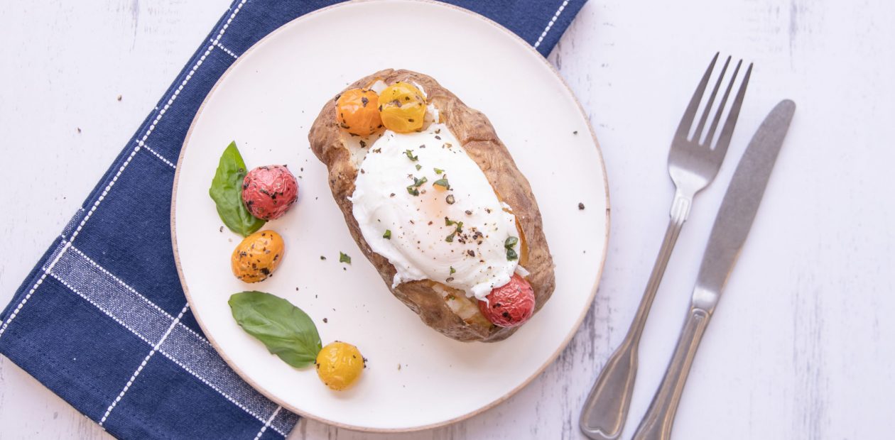 Breakfast Baked Potato with an egg on top