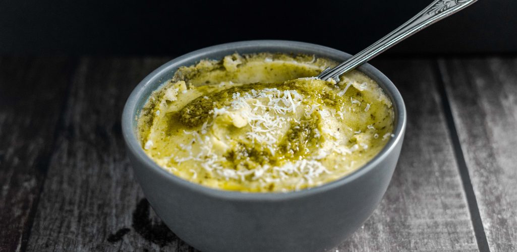 Butter Gold Pesto Parmesan Mashed Potatoes
