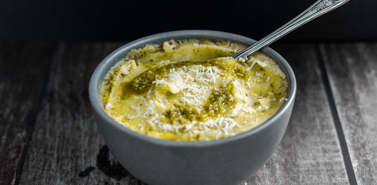 Butter Gold Pesto Parmesan Mashed Potatoes