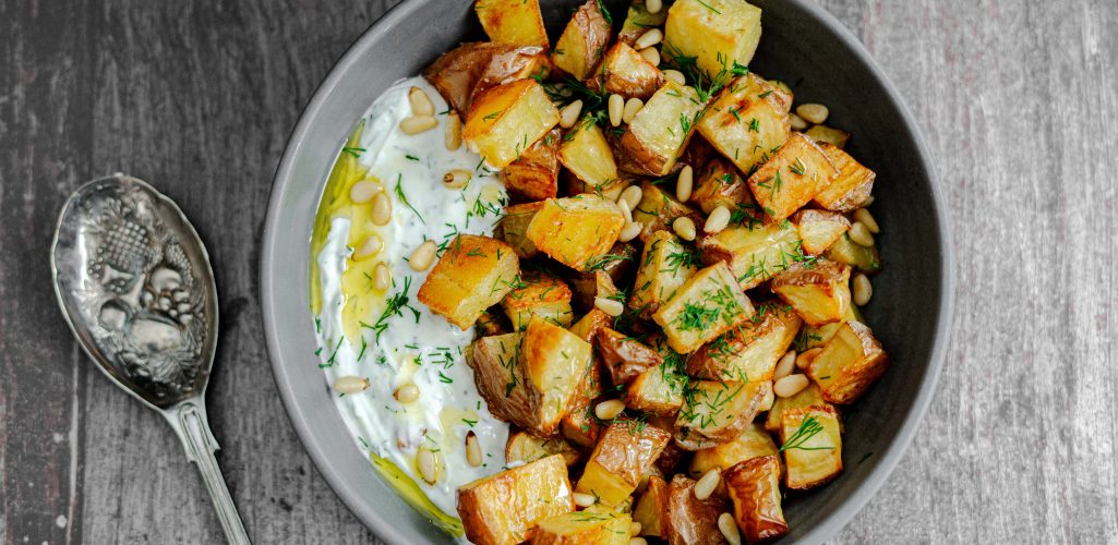 Butter Red with Lemon Yogurt Sauce & Toasted Pine Nuts