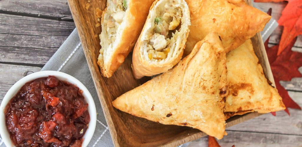 Leftover Thanksgiving Samosas with Orange Cranberry Sauce